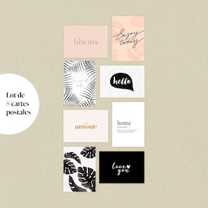 Set mit 8 dekorativen Postkarten mit positiven Botschaften, Liebe, Motivation, Glück