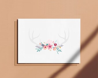 Postcard Deer Antlers