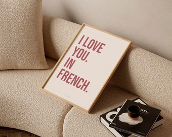 I love you in French poster to print