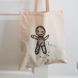TOTE BAG Illustration Puppe, Einkaufstasche, Strandtasche, Einkaufstasche, Tragetasche, aus Baumwollcanvas