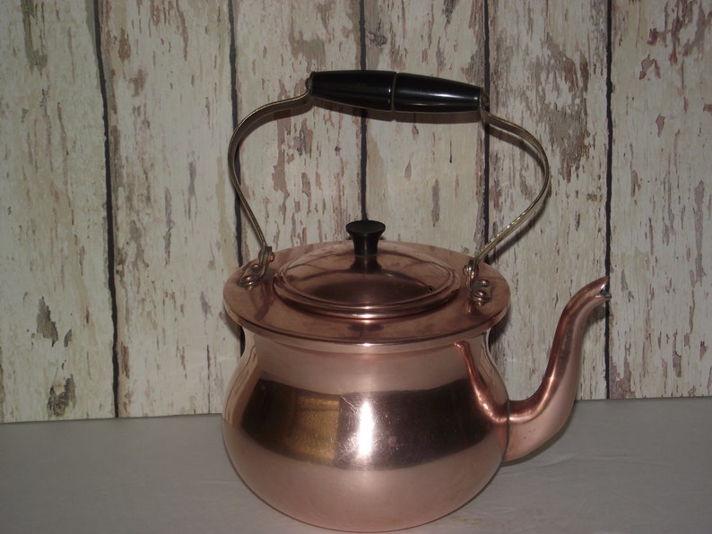 Classic looking & vintage tin lined copper/brass tea kettle Etsy