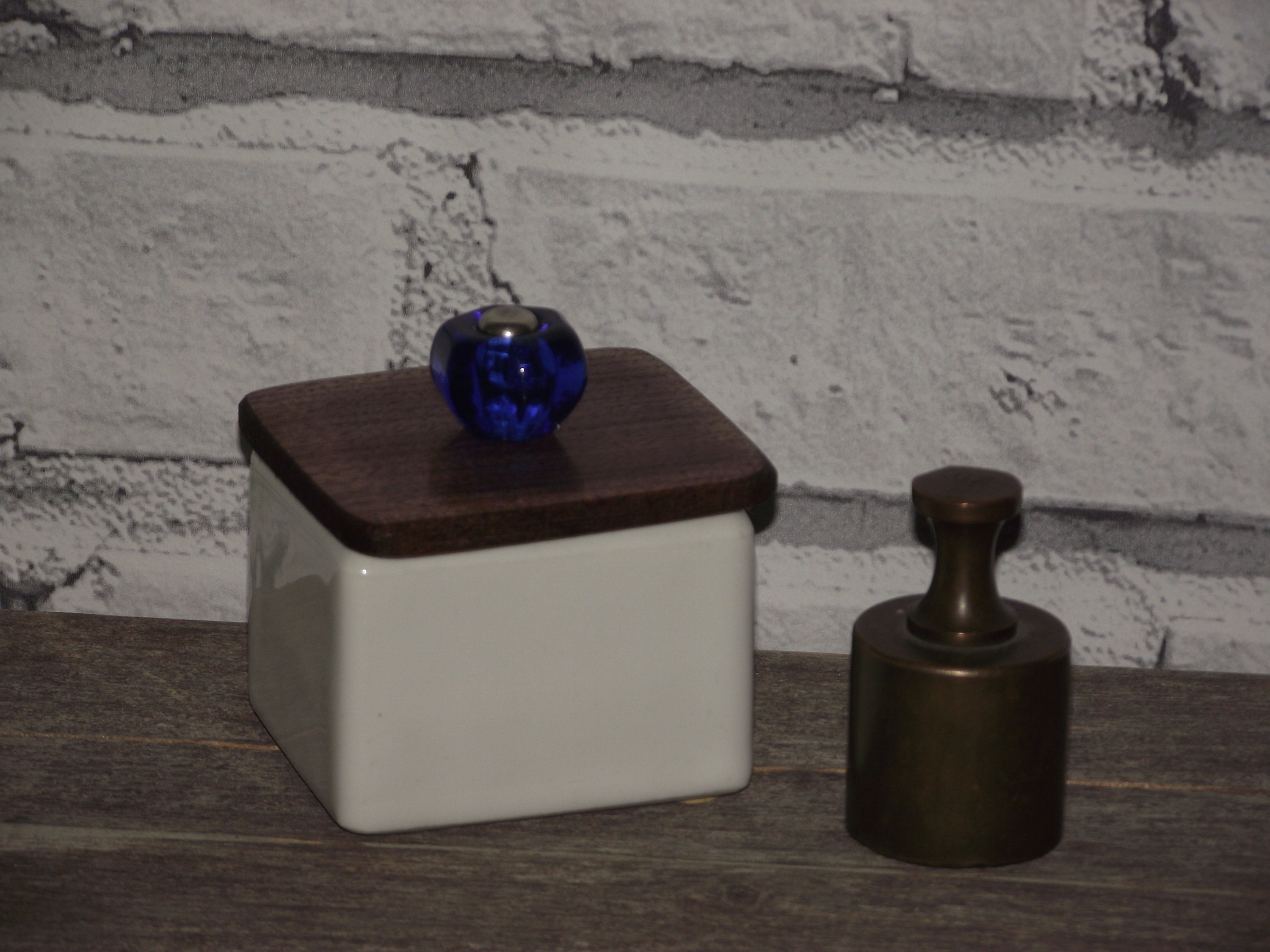 Antique ceramic stamp moistener with custom crafted black Etsy