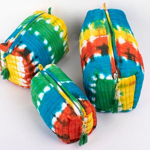 Tye Dye Toiletry Bag Set Of 3,Cotton Cosmetic Bag, Make Up Pouch, Wash Bag, Christmas Gift Bag - Free Shipping