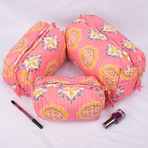 Lot de 3 trousses de toilette matelassées, trousse à maquillage, trousse à cosmétiques - livraison gratuite