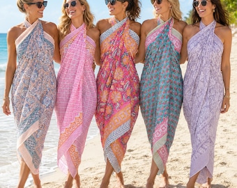 Free Shipping 5 Pcs Sarong, Scarfs,  Pareo, Bikni Cover Up