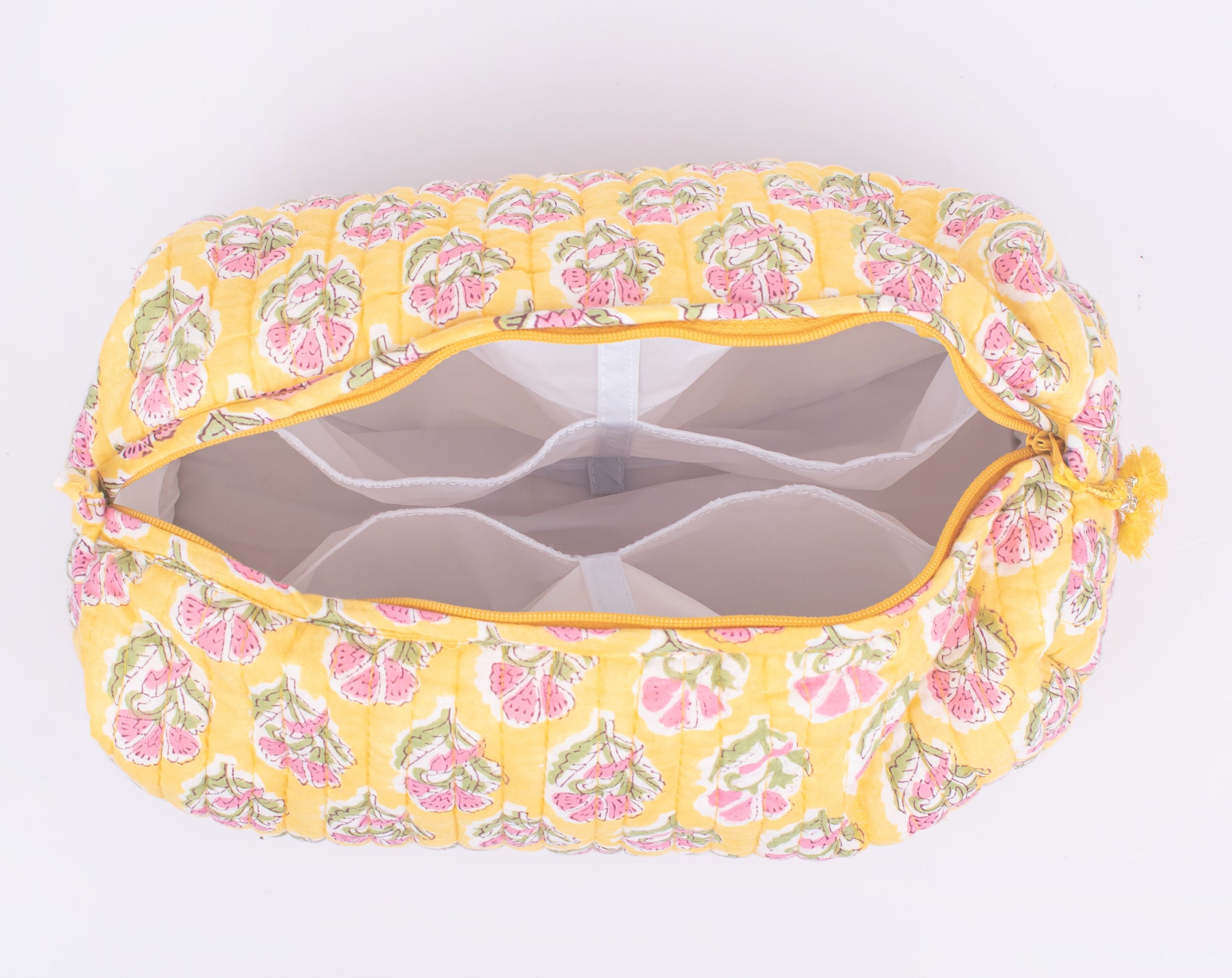Lot De 3 Sacs De Toilette Matelassés En Coton Indien - Pour Maquillage Et Cosmétiques