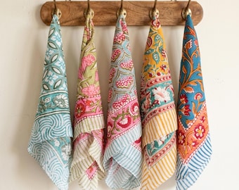 Set of 5 Cotton Bandanas for Women | Floral Cotton Head Scarves | 21x21 Inch Square Hair Scarves | Paisley Neck Scarf Gift Set