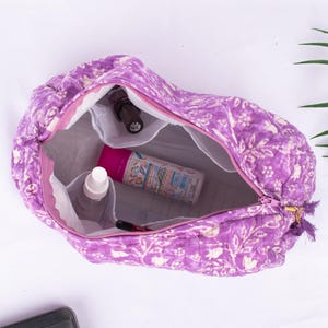 Purple - Handmade Cotton Multipurpose Cosmetic/Toiletry Bag 04