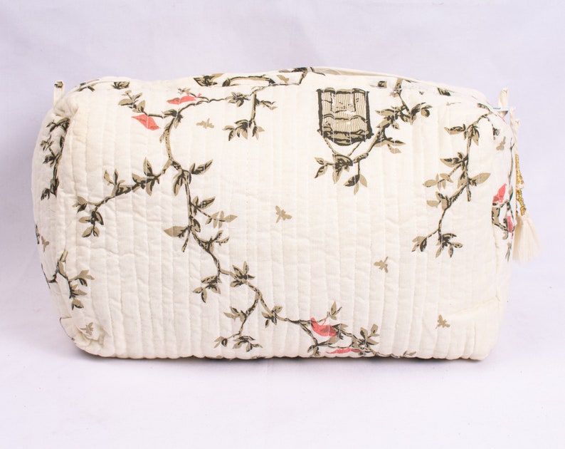 3 Makeup Bag Set Of, Cotton Toilet Bag, Toiletry Bags, Cosmetic Bag,Block Print Bag Free Shipping image 6