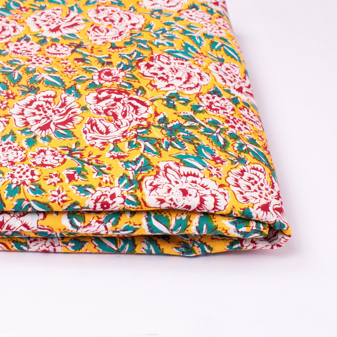 5 Yard Hand Block Print Cotton Sewing Fabric by Yard Yellow Etsy