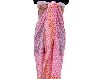 Rosa Strand Sarong, Strand tragen Pareo, Frauen Bikini Cover up, Sarong Bachelorette, Strandparty Wrap, Baumwolle Sarong - Geschenk für sie