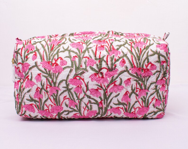 Set Of 3 Makeup Bag, Cotton Toilet Bag, Toiletry Bags, Cosmetic Bag,Block Print Bag Free Shipping image 5