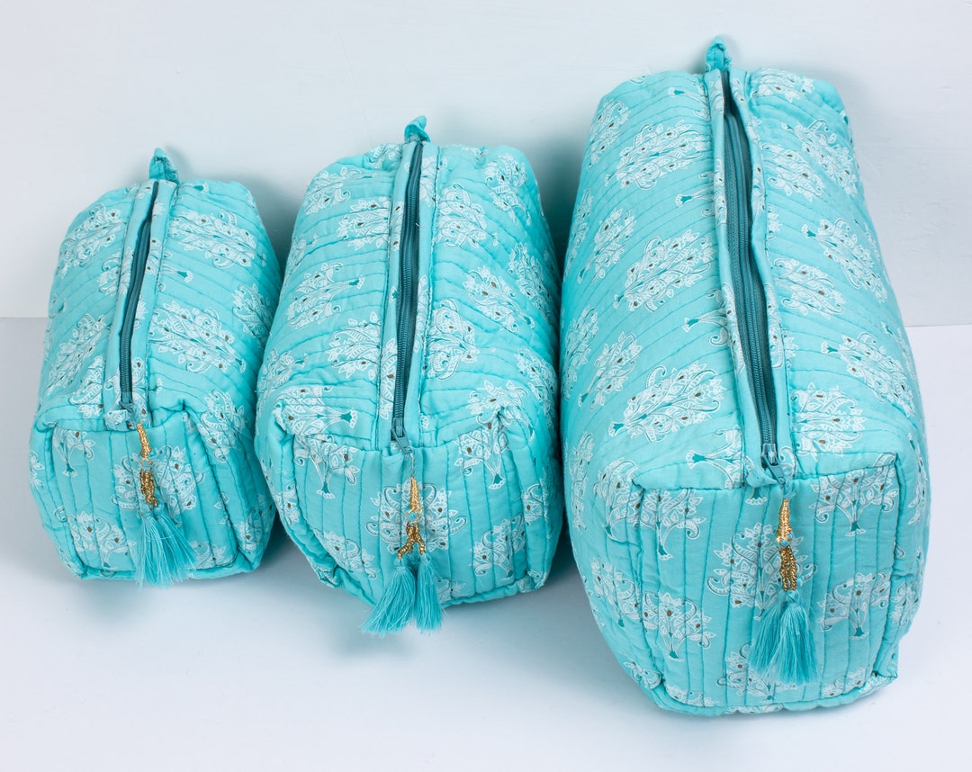 Set of 3 Cotton Makeup Bag Cotton Toilet Bag Toiletry Bags Etsy