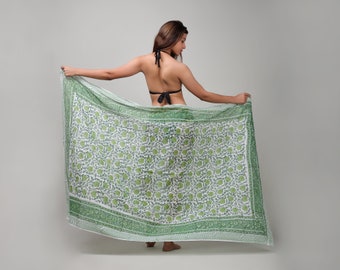 Grüner Sarong Strand Wrap für Frau, Sonnenschirm Schal, Bachelleraute Sarong, Pool Party Sarong