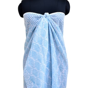 Turquoise Leaf Sarong, Pareo, Beach Cover Up Light Cotton Resort Wear - Gift For Her