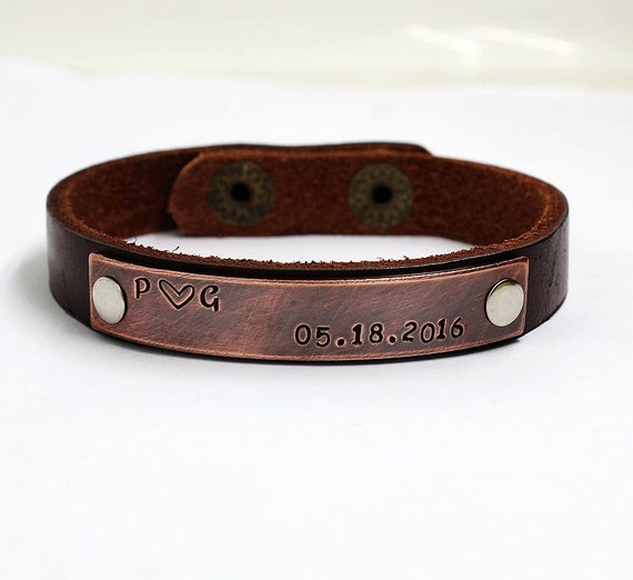Custom Leather Bracelet Men Leather Bracelet Engraved Etsy