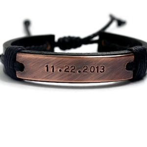 Mens Personalize Bracelet, Valentine's Day Men Bracelet ,Custom Leather Bracelet, Men Leather Bracelet, Engraved Bracelet, Cuff Bracelet