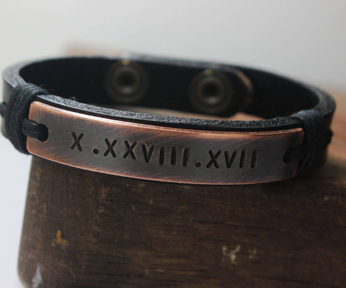 Roman NumeralMens Personalize Bracelet Custom Leather Etsy