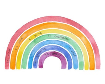 Watercolor Rainbow Affirmation Print: Personalised A4 Art