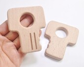 5pcs Natural Wood Teether,Key Pendant,High-Quality Untreated Wood Teething Toy Pendant. DIY Supplies for Safe Teething Necklace.