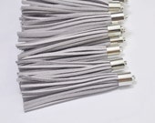 50pcs Suede fringe tassels,silver metal cap Faux leather tassels,Light Grey tassel pendant,tassel jewelry making tassels craft - 80x10mm