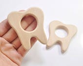 5pcs Natural Wood Teether,Milk Teeth Pendant,High-Quality Untreated Wood Teething Toy Pendant. DIY Supplies for Safe Teething Necklace.