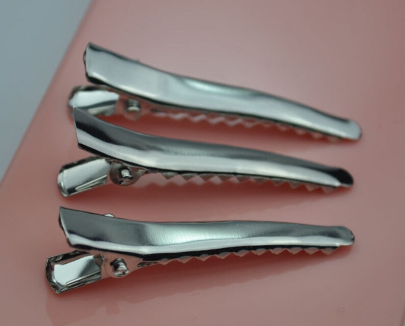 100PC Alligator Hair clips with teeth in silver tone4.4cm Etsy