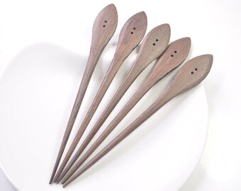 8Pcs 6.37" long Brown Wooden Hair Stick, Wood Hair Stick,Hair Pin, two holes