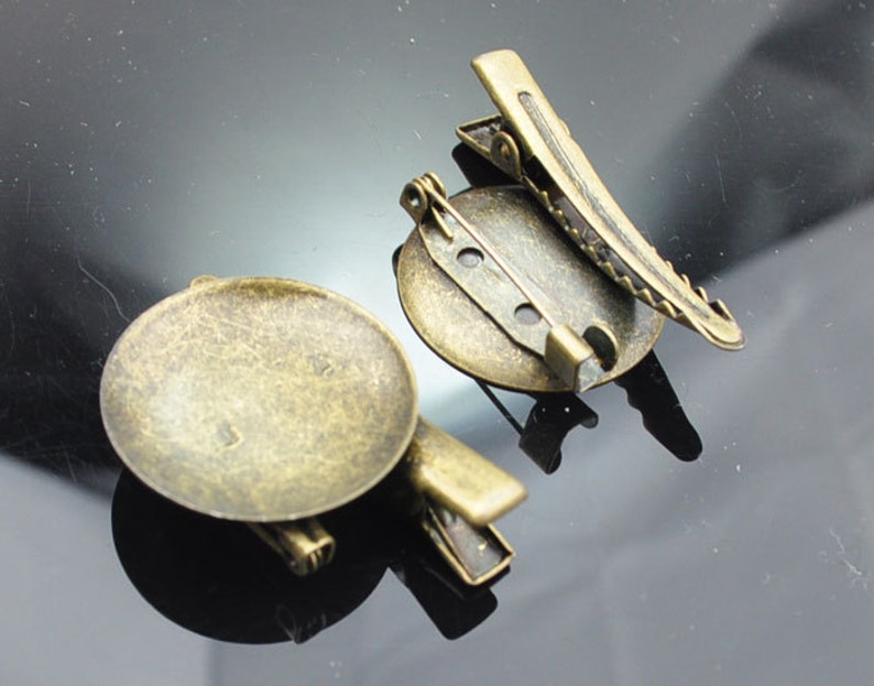 50PC Antique Bronze Brooch Pin/Alligator Clip Combo 25mm Etsy