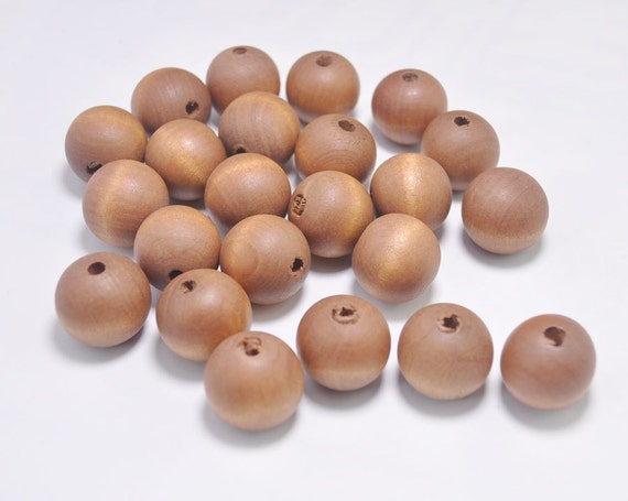 50pcs 20mm Natural Wooden Beads Ball Beads For Necklace Bracelet DIY Craft