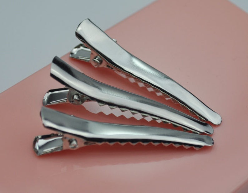50PC Alligator Hair clips with teeth in silver tone4.4cm Etsy