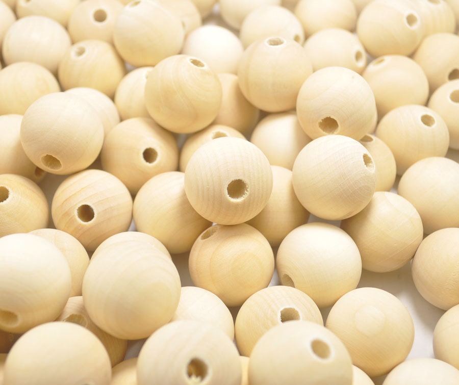 50pcs Round Wood Bead/unfinished wooden beads/25mm large Etsy