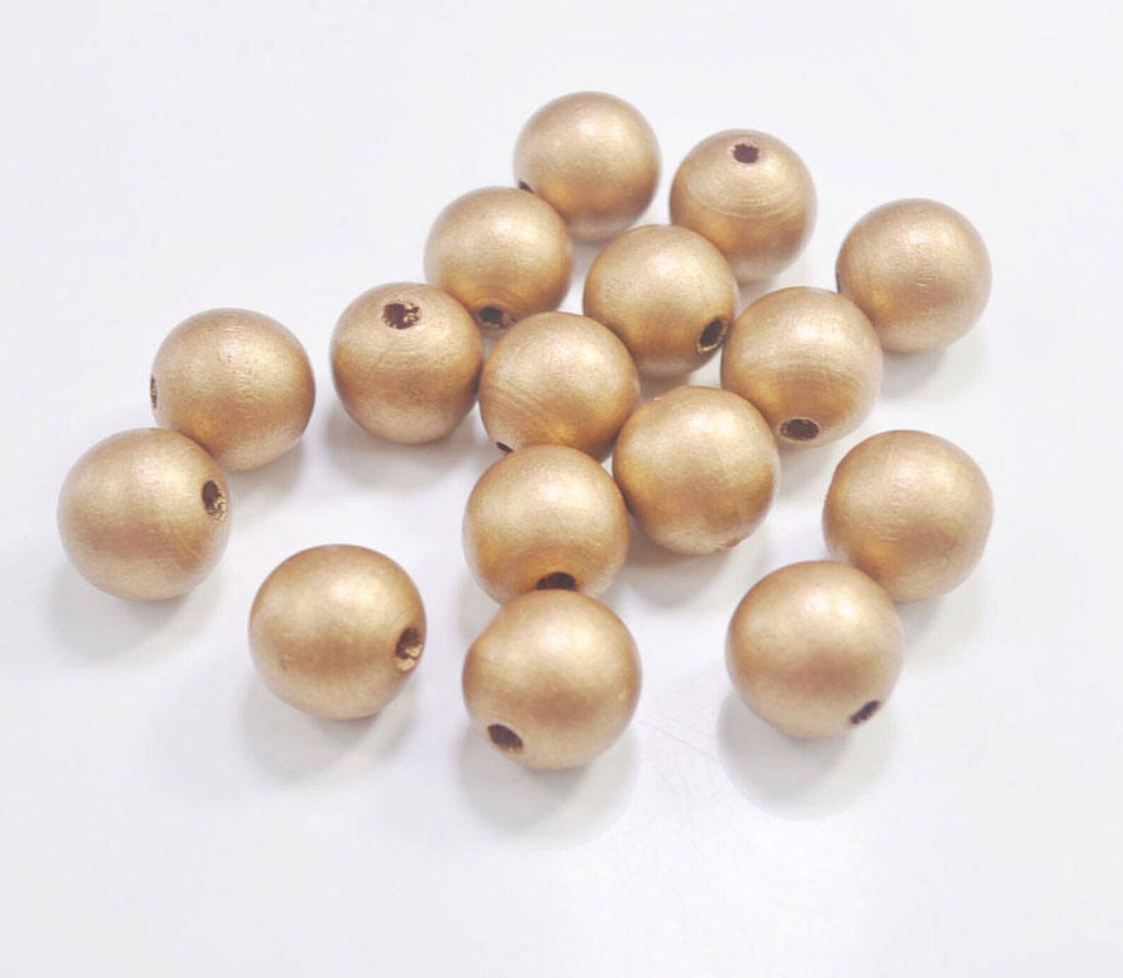 30pcs Round Wooden BeadsRose Gold Wood Beads 20mm Painted Etsy