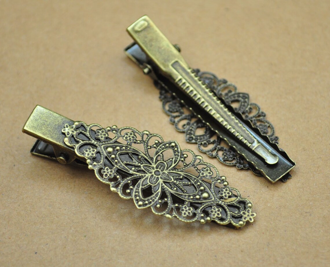 10pc Bronze Hair ClipsFiligree flower hair Clips Barrettes Etsy