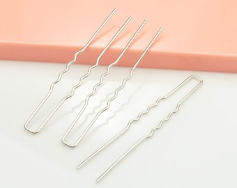 Silver U Pin--50Pcs Silver Metal Hair Pins 64mm