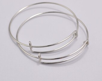 Bangle Bracelet,5pcs Silver Adjustable Bangle Bracelet, Bangle Bracelet Set, Wire Bangle,Bracelet Base,Jewelry Making Supplies 68mm