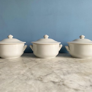 A vintage French Apilco lidded terrine, white porcelain, oven safe