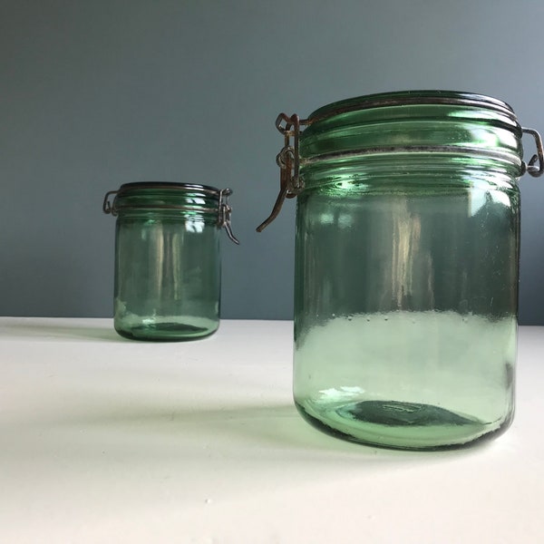 Vintage French Green Canning Jar Etsy