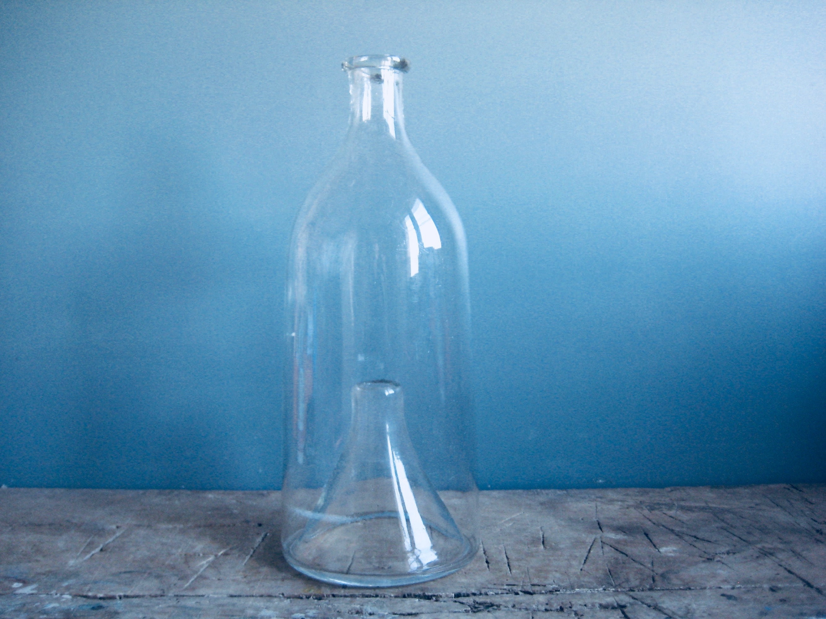 A Vintage French Hand Blown Glass Bait Trap, Fish Trap 