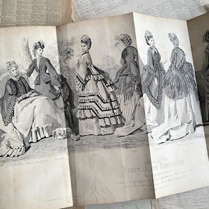 Un libro de revistas francesas antiguas para mujeres de 1870