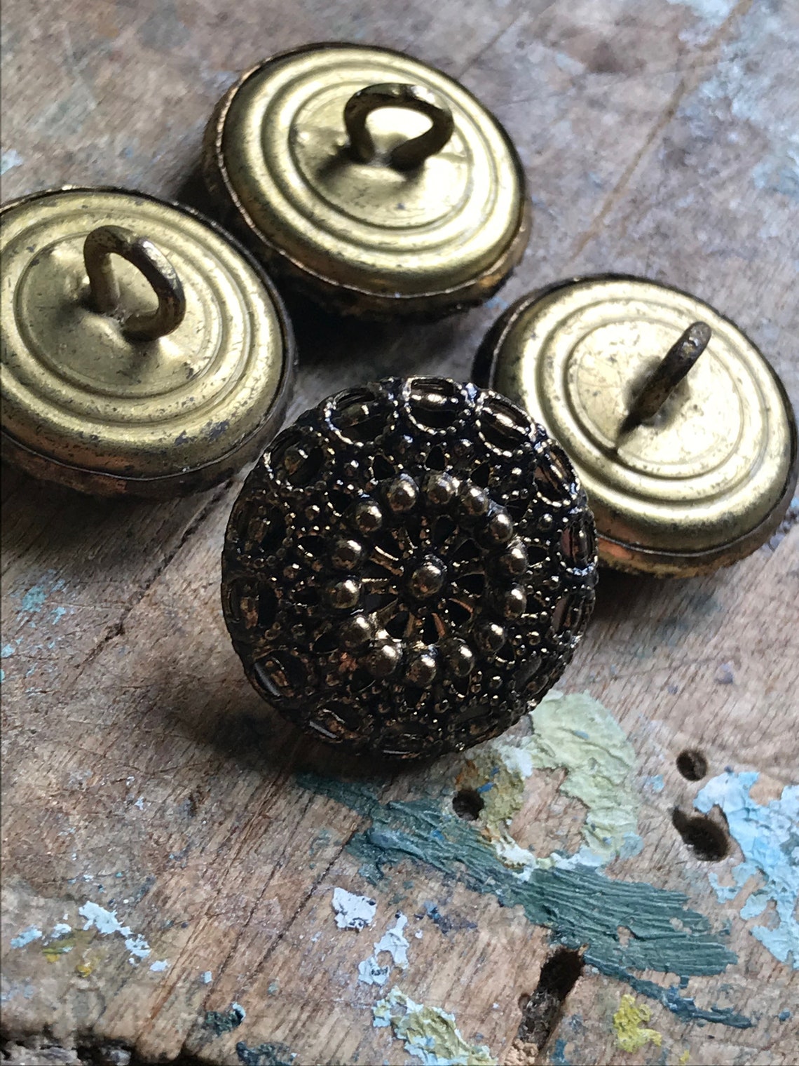 Vintage French brass shank buttons Etsy
