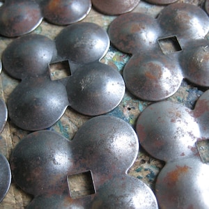 vintage French steel escutcheons, square escutcheons, furniture making, craft