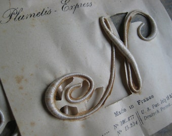 Vintage French Plumetis nº 5 monograms, O, N, U