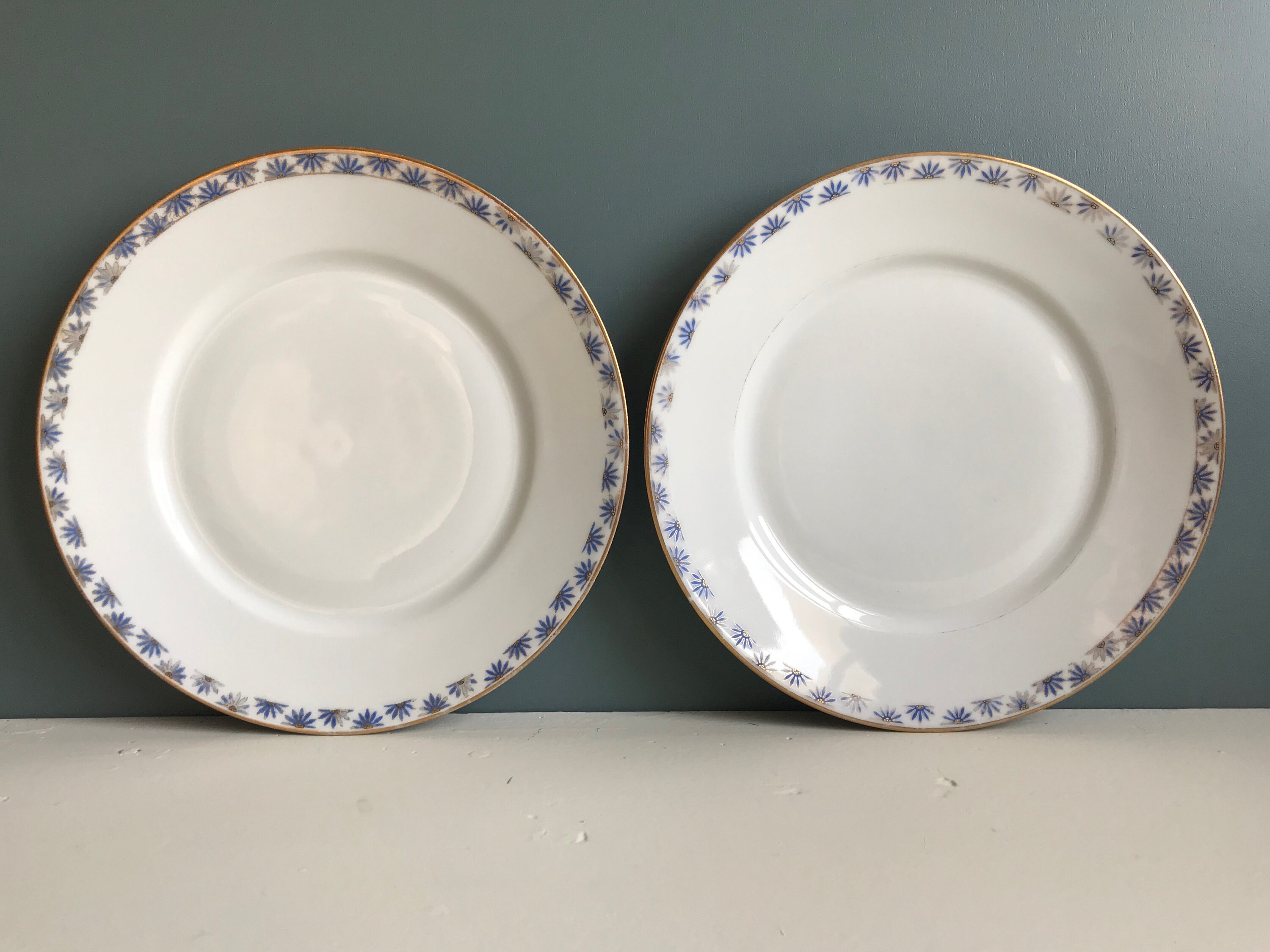 Assiettes en Porcelaine Vintage Français Limoges, Marguerite, Assiettes Désertiques, à Salade