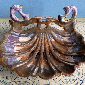 A vintage French metal soap dish, wall mounted soap dish