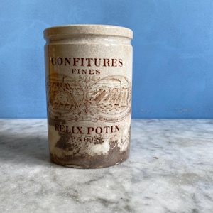 Un pot à confiture ancien français Félix Potin taché de thé