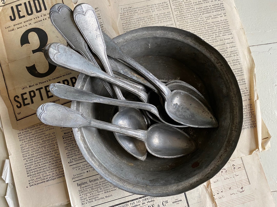 Vintage French Spoons, Extreme Vintage Condition, Photo Props, Home Decor, Food Styling, Food