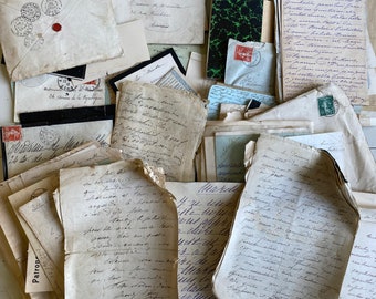 Lot d'antiquités françaises éphémères, lettres, cartes, documents, fin des années 1800, début des années 1900