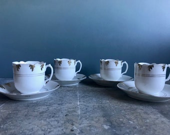 Vintage French porcelain coffee cups and saucers