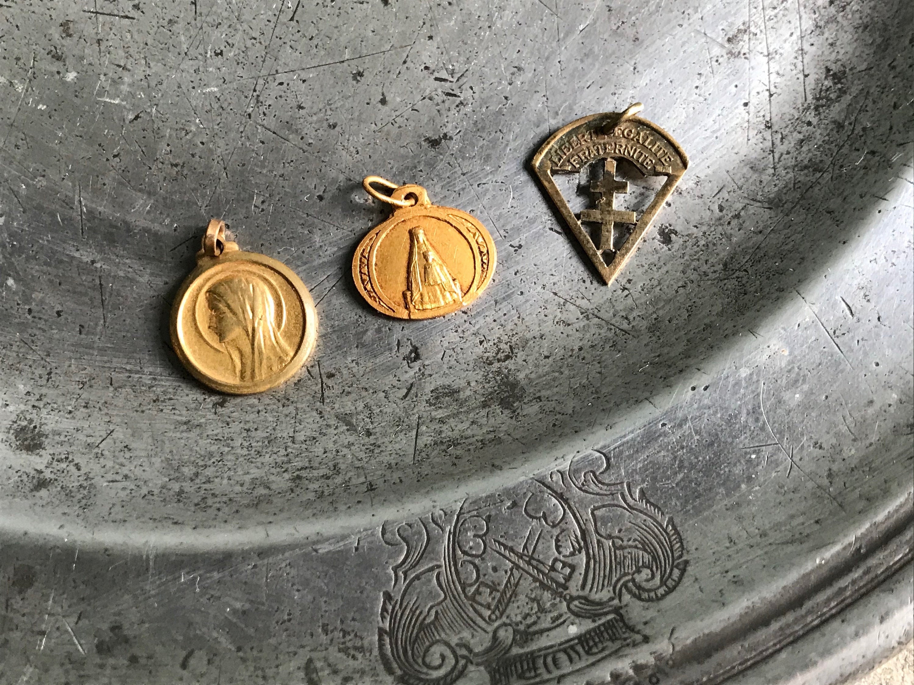 Vintage Français Médailles Religieuses, Notre Dame, Lourdes